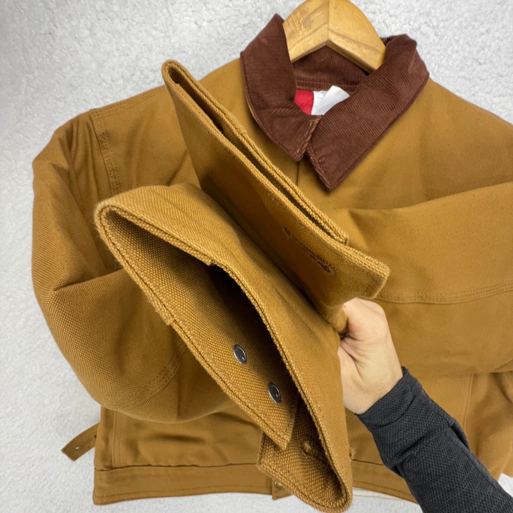 Carhartt Cropped Detroit Jacket Red Quilt Lined Mens Large 42 X01 BRN Brown NWT - Picture 14 of 16